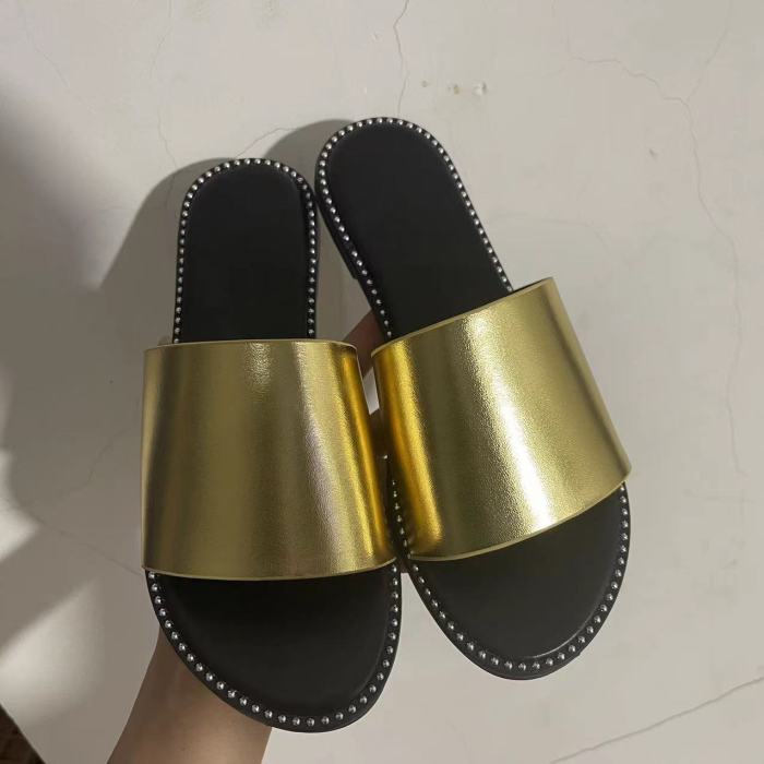 Fashion Open Toe Solid Color Beach Comfortable Fashion Flat Ladies Slippers