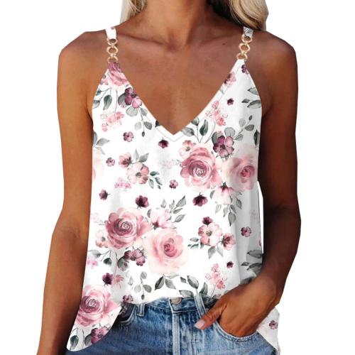 Open Back Printed Sleeveless  V Neck Beach Summer Camis