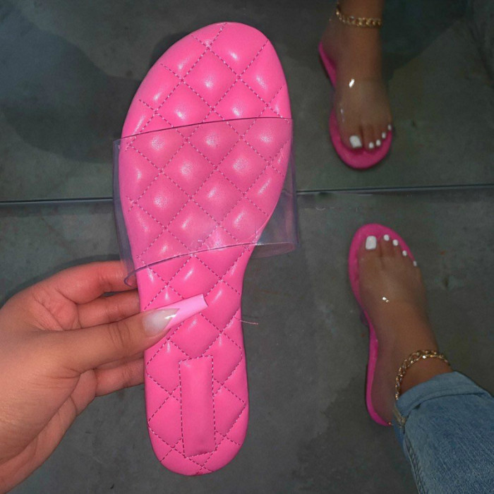 Women Fashion Transparent Solid Color Casual Slippers