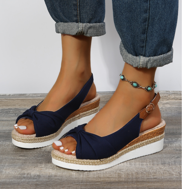 Fashion Buckle Open Toe Wedge Comfortable Wearable Office Party Sandals