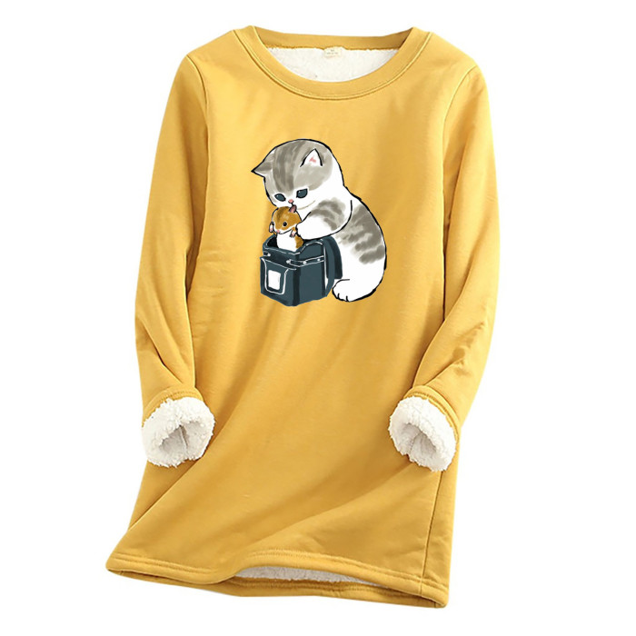 Top Elegant Fashion Cute O-neck Printed Sweatshirts