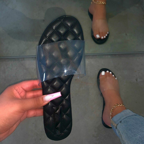 Women Fashion Transparent Solid Color Casual Slippers