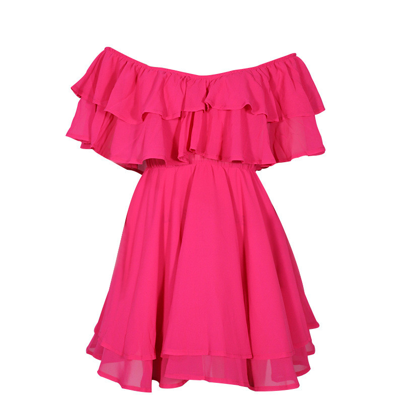 Ruffled Fashion A-Line Solid Color Casual Mini Dress