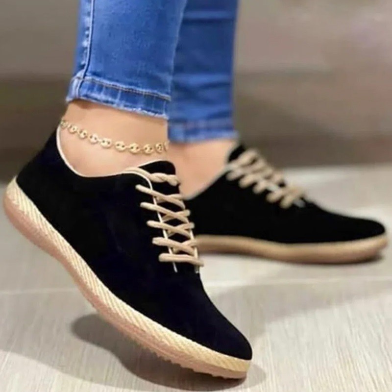 Trendy Classic Walking Casual Roman Fashion Lace Up Flat Sneakers