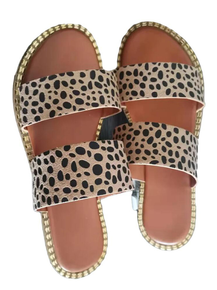 Fashion Leopard Roman Beach Casual Classic Slingback Flip Flop Flat  Slippers