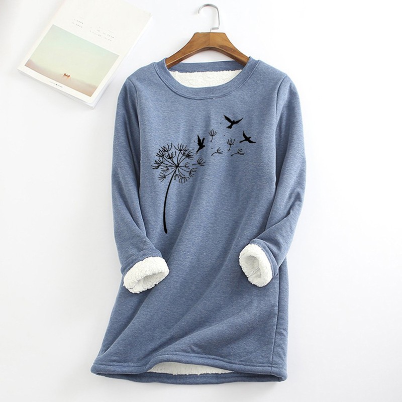 Comfortable Women's Casual Print Thick Round Neck Fashion Sweatshirts