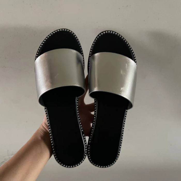 Fashion Open Toe Solid Color Beach Comfortable Fashion Flat Ladies Slippers