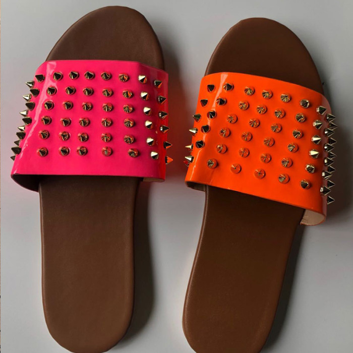 Ladies Fashion Home Beach Flip Flops Studded Slippers