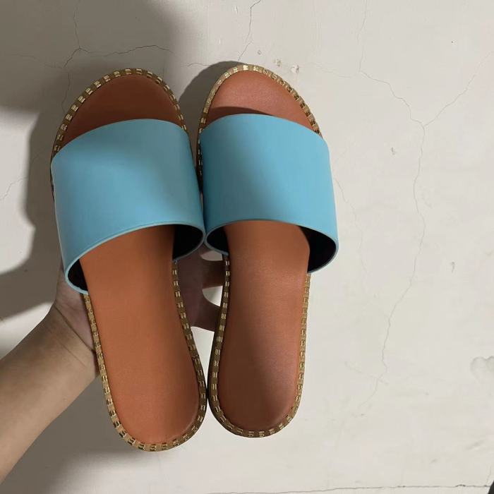 Fashion Open Toe Solid Color Beach Comfortable Fashion Flat Ladies Slippers