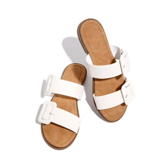 Women's Fashion Flat Square Casual Open Toe Beach Shoes Fashion Slippers