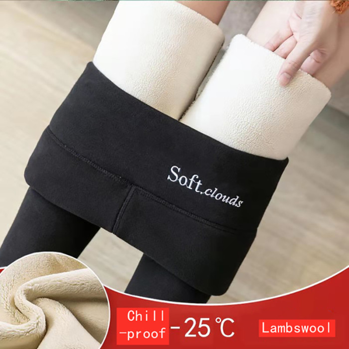 Women's Warm Thickened Wool Warm Ankle Sexy High Waist Leggings