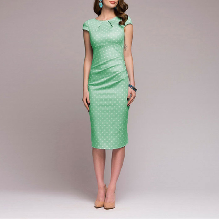 Fashion Polka Dot Print Office Business Elegant Party  Bodycon Dress