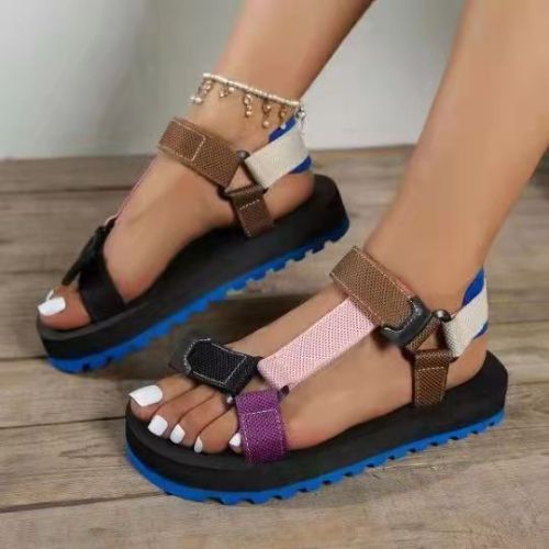 Fashion Thick Sole Color Matching Beach Thick Bottom Ladies Sandals