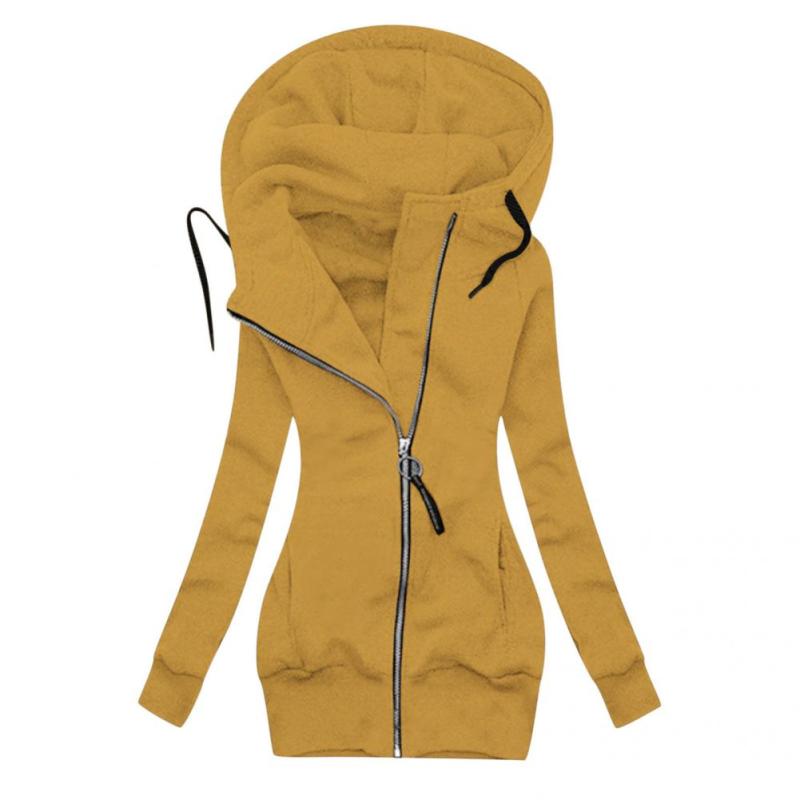 Hooded Stretch Cuff Solid Color Insulated Sweatshirt Jacket