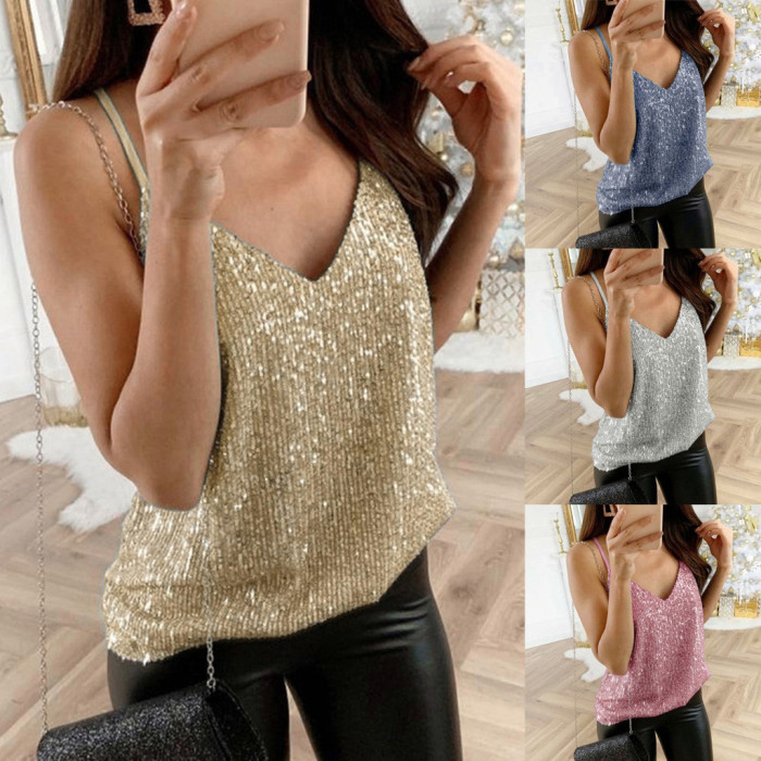 Fashion Glitter Lace Up Sexy Suspenders Party Blouses & Shirts
