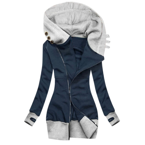 Fashion Casual Sexy Solid Color Zipper Pocket Long Sleeves Hoodies & Sweatshirts