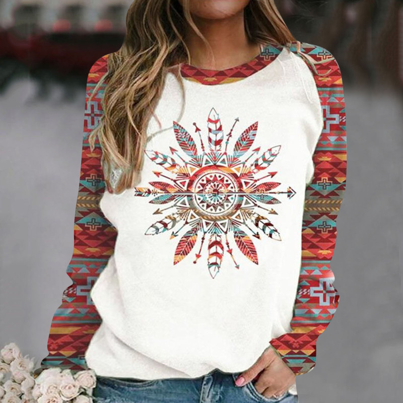 Fashion Casual Printed Round Neck Long Sleeves Loose Sweatshirts