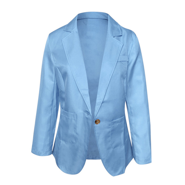 Fashion Solid Color Single Button Long Sleeve Blazer