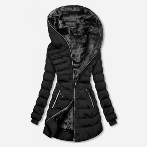 Fashion Hooded Slim Long Casual Black Coat