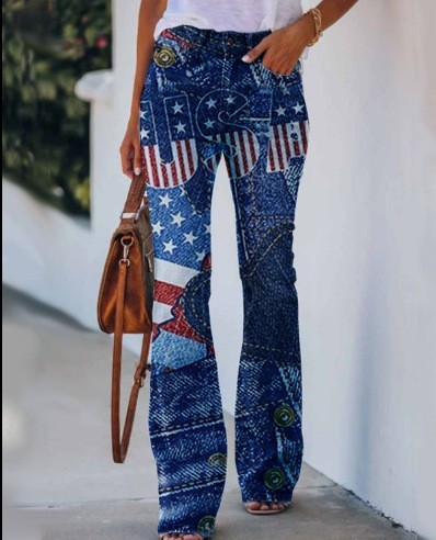 3D Printed Pattern Women's Retro Casual Straight Loose Jeans