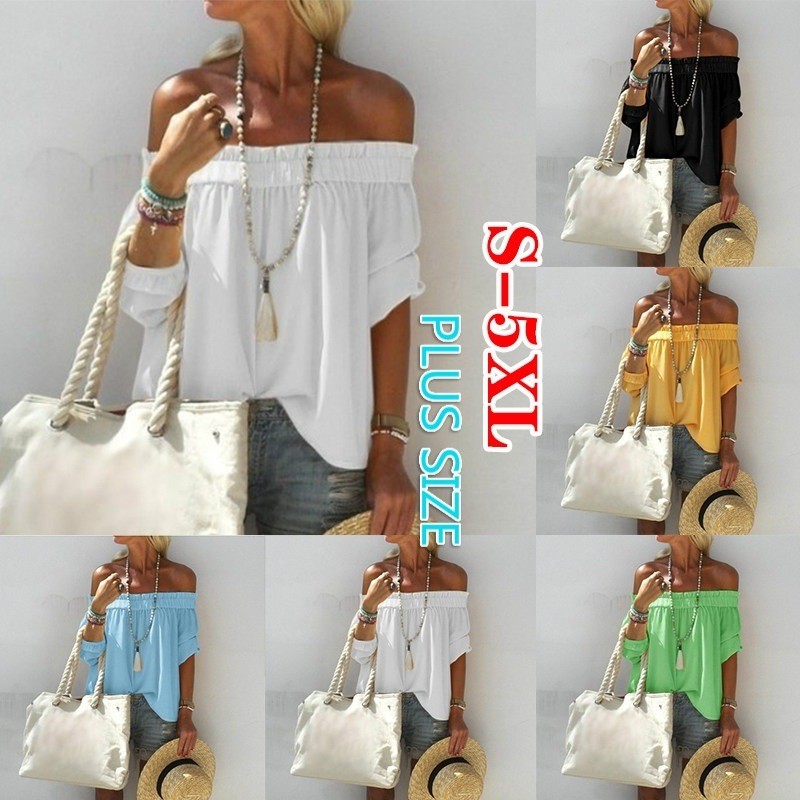 Solid Color Fashion Sexy Strapless Harajuku Casual Loose Blouses