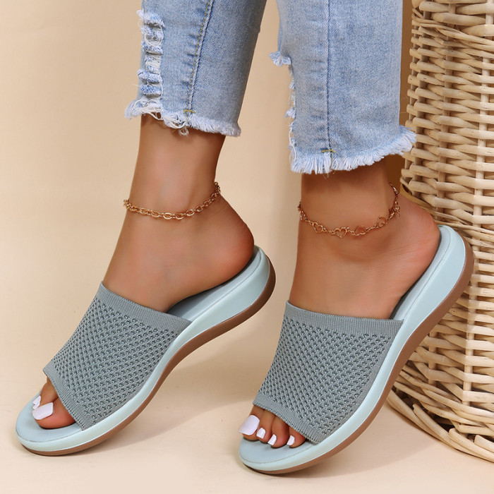 Women's Fly Woven Breathable Fashion Casual Flat Non-slip Outdoor Beach  Slippers