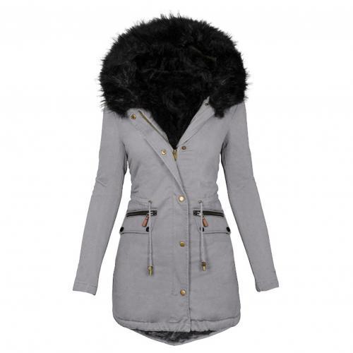 Long Sleeve Faux Fur Hooded Insulated Parka Snow Midi Coats