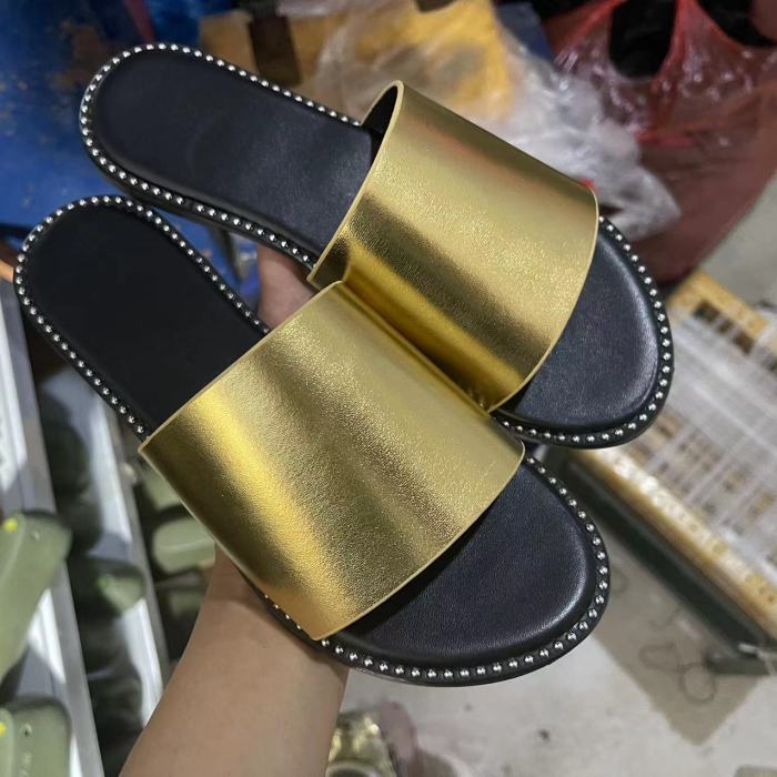 Fashion Open Toe Solid Color Beach Comfortable Fashion Flat Ladies Slippers