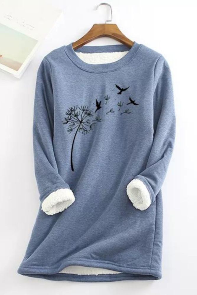 Comfortable Women's Casual Print Thick Round Neck Fashion Sweatshirts