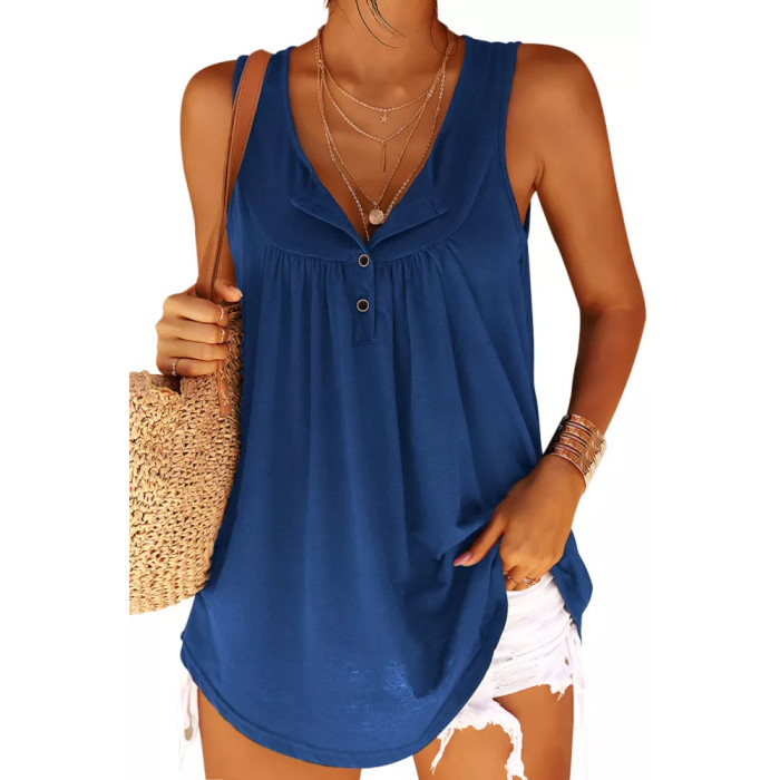 Fashion Tank Top Sleeveless Solid Color Casual Sexy T-Shirt Top