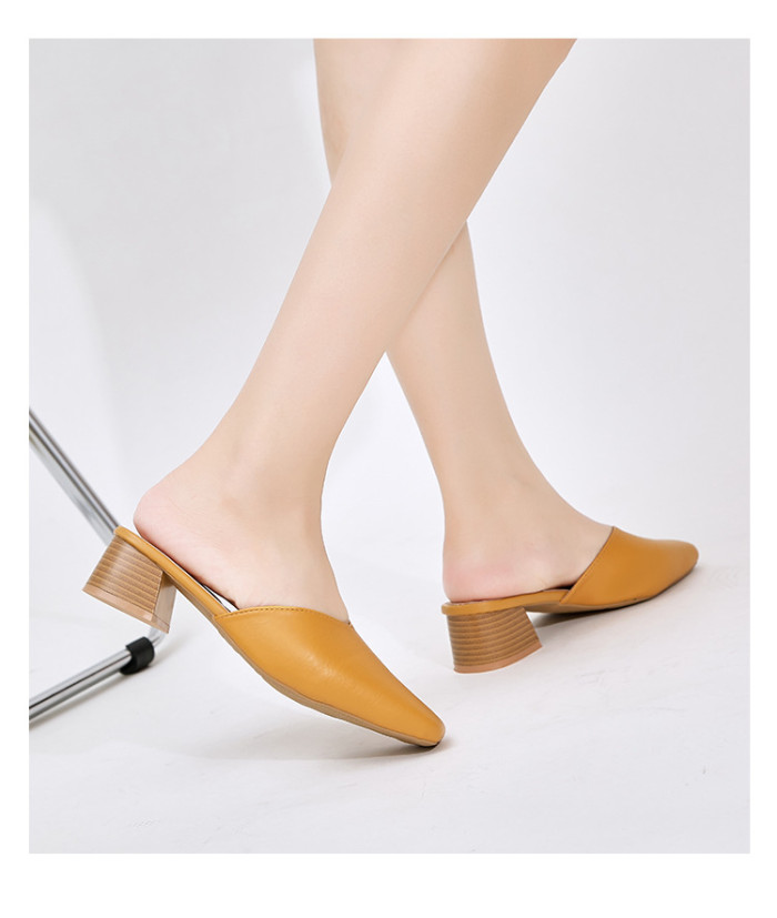 Fashion Low Heel Slip-On Slippers