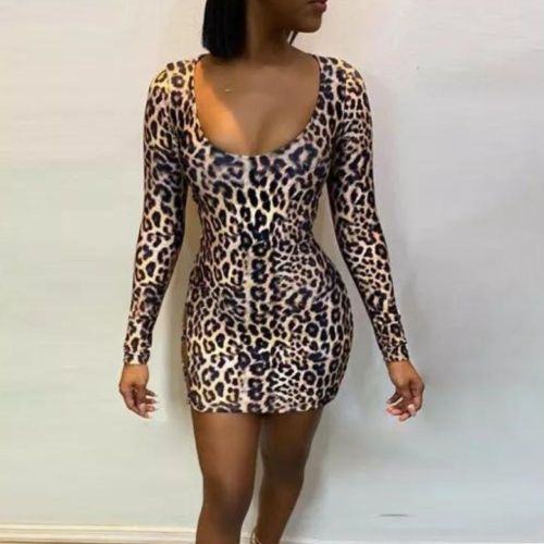 Sexy Bandage Casual Long Sleeve Backless O-Neck Hollow Out Evening Mini  Bodycon Dress
