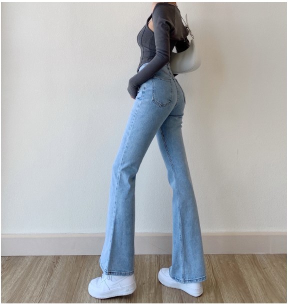 Fashion High Waist Stretch Straight Slim Casual Skinny Flared  Jeans