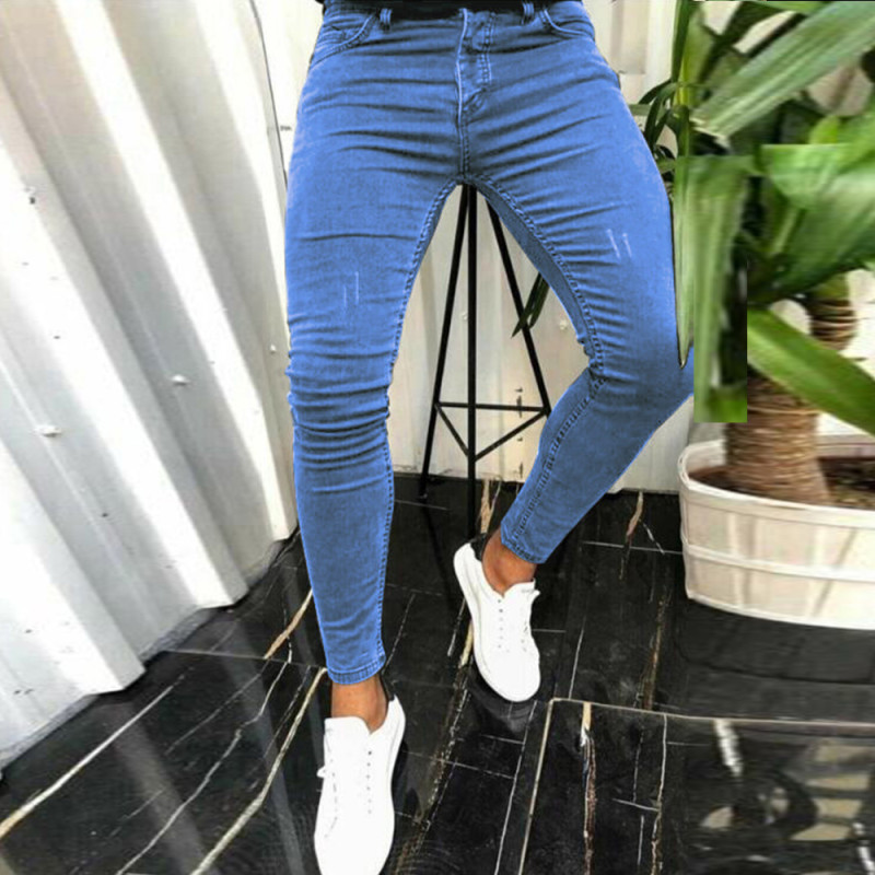 Men's Fashion Street Loose Solid Color Slim Fit Jeans