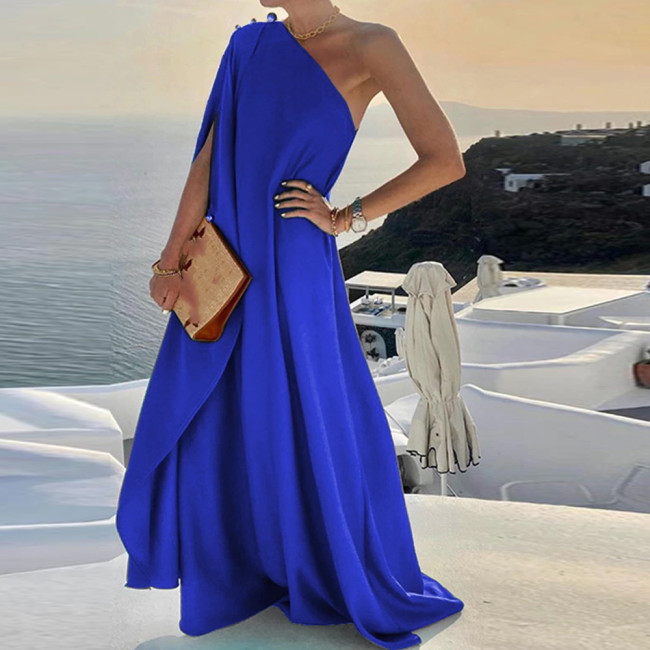 Elegant Sleeveless Loose Irregular Chic Loose Shoulder  Vacation Dress