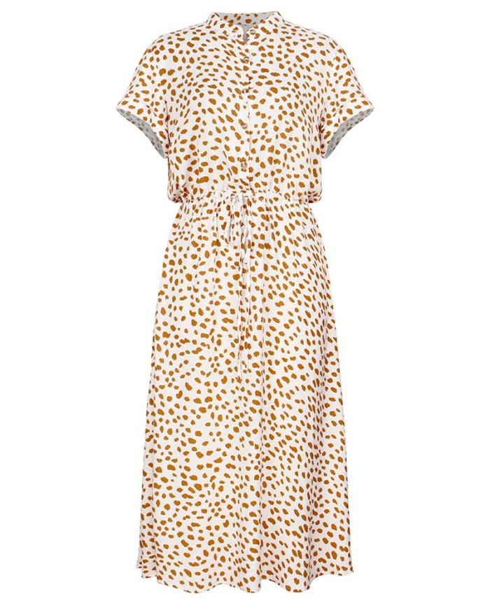 Leopard Print Casual Midi Dress
