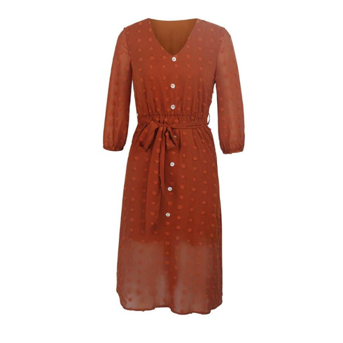 Vintage Jacquard Lace Casual High Waist Dress