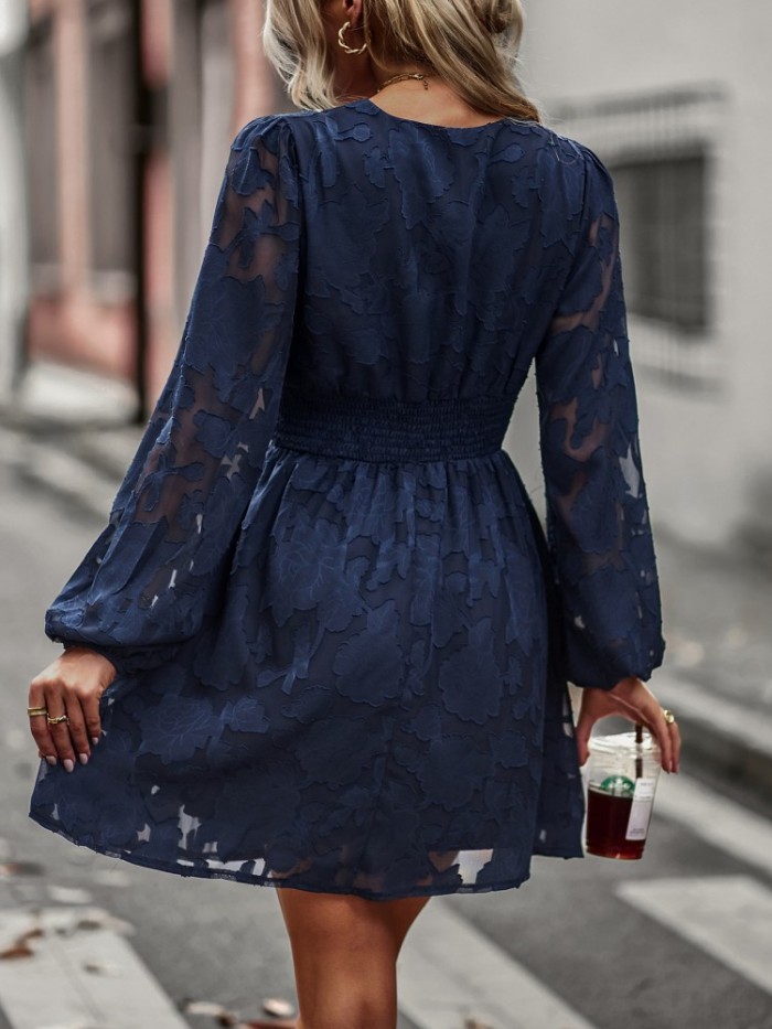Elegant V-neck Vintage Mini Dress