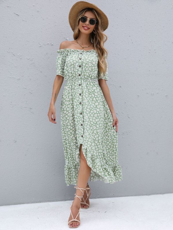 Boho Sexy Backless Off Shoulder Casual Loose Holiday Beach Dress