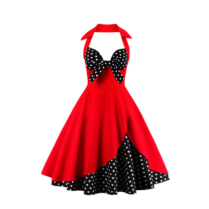 Vintage Summer Casual Women's Black Floral Print Elegant Party Dress 1950 Vintage Dresses