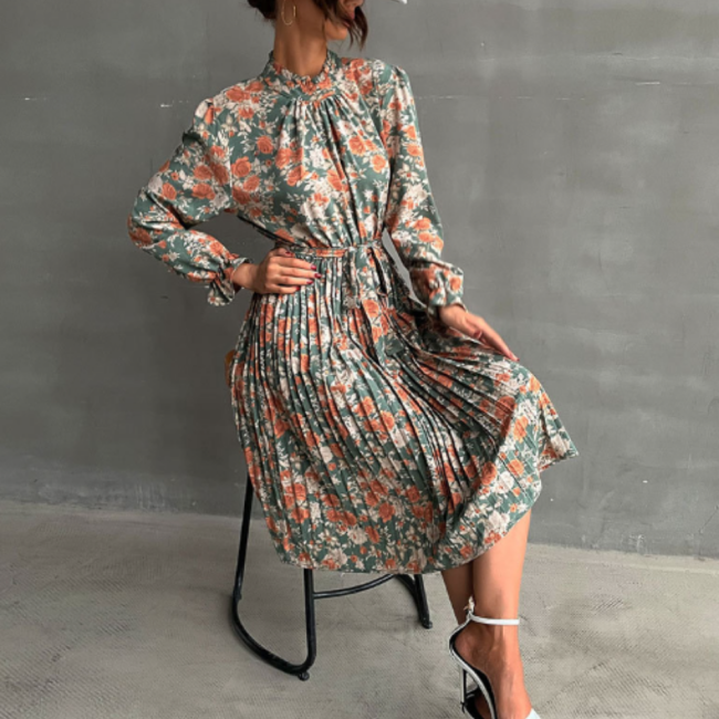 Print Vintage Elegant Midi Dress