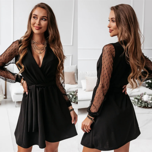 Vintage Sexy Casual V-neck High Waist Mini Dress