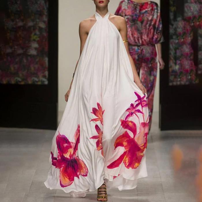 Bohemian Floral Print Fashion Sexy Maxi Dress