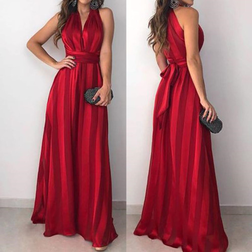 Elegant V Neck Sleeveless Maxi Dress