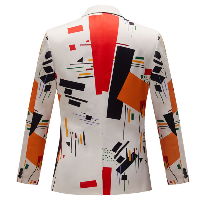 Men's Fashion Casual Geometric Pattern Print Blazer