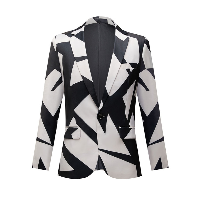 Men's Fashion Casual Geometric Pattern Print Blazer