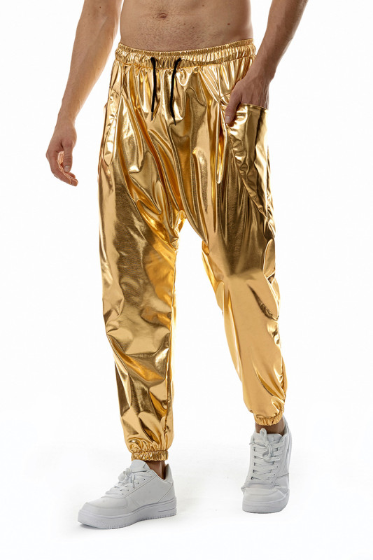 Fashion Metallic Shiny Gold Silver Party Rock Pants