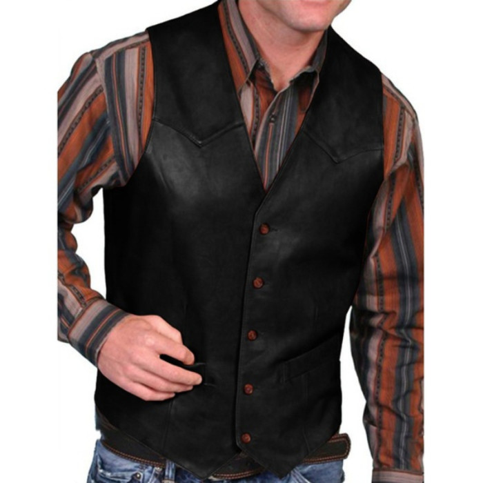 Men's Motorcycle Style Leather Vest