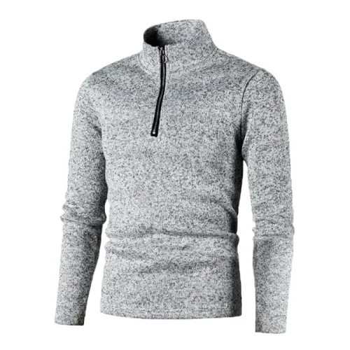 Men's Fashion Color High Collar Warm Slim Stand Collar Casual Pullover