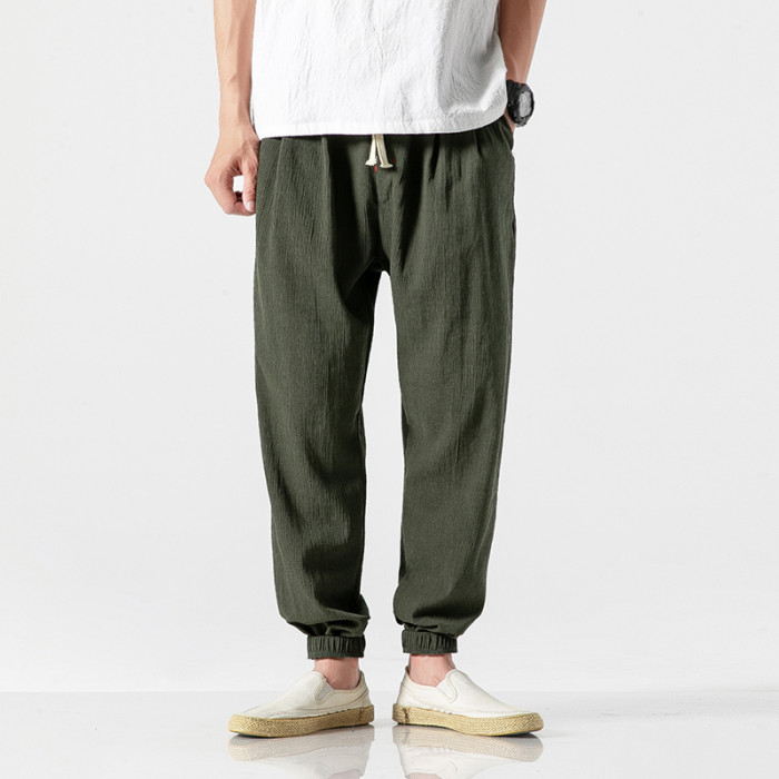 Men's Fashion Cotton Linen Casual Lightweight Sweatpants